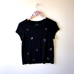 American Eagle Outfitters soft +sexy black floral  tee shirt